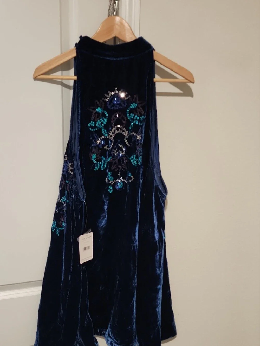 Free People Navy Velvet Sequin Combo Dress